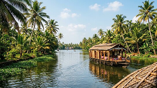 Traditionelles Hausboot in den Backwaters von Kerala, Indien – Impfberatung Tropenordination Wien